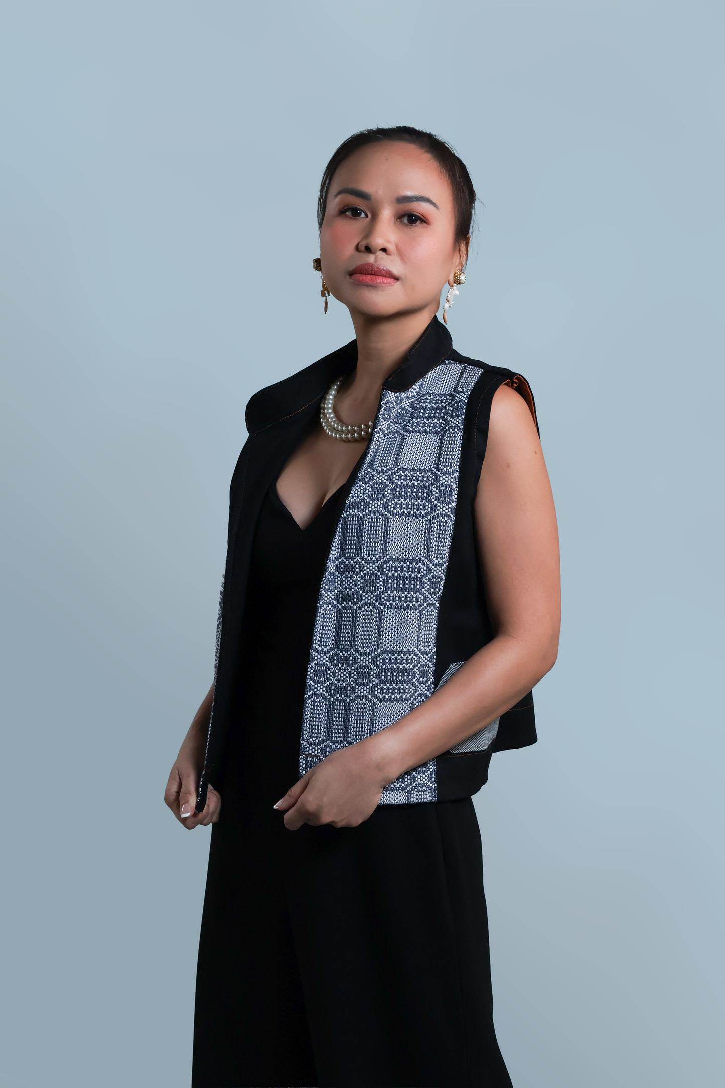 I DID MY VEST IN BLACK DENIM WITH KUNDIMAN WEAVE