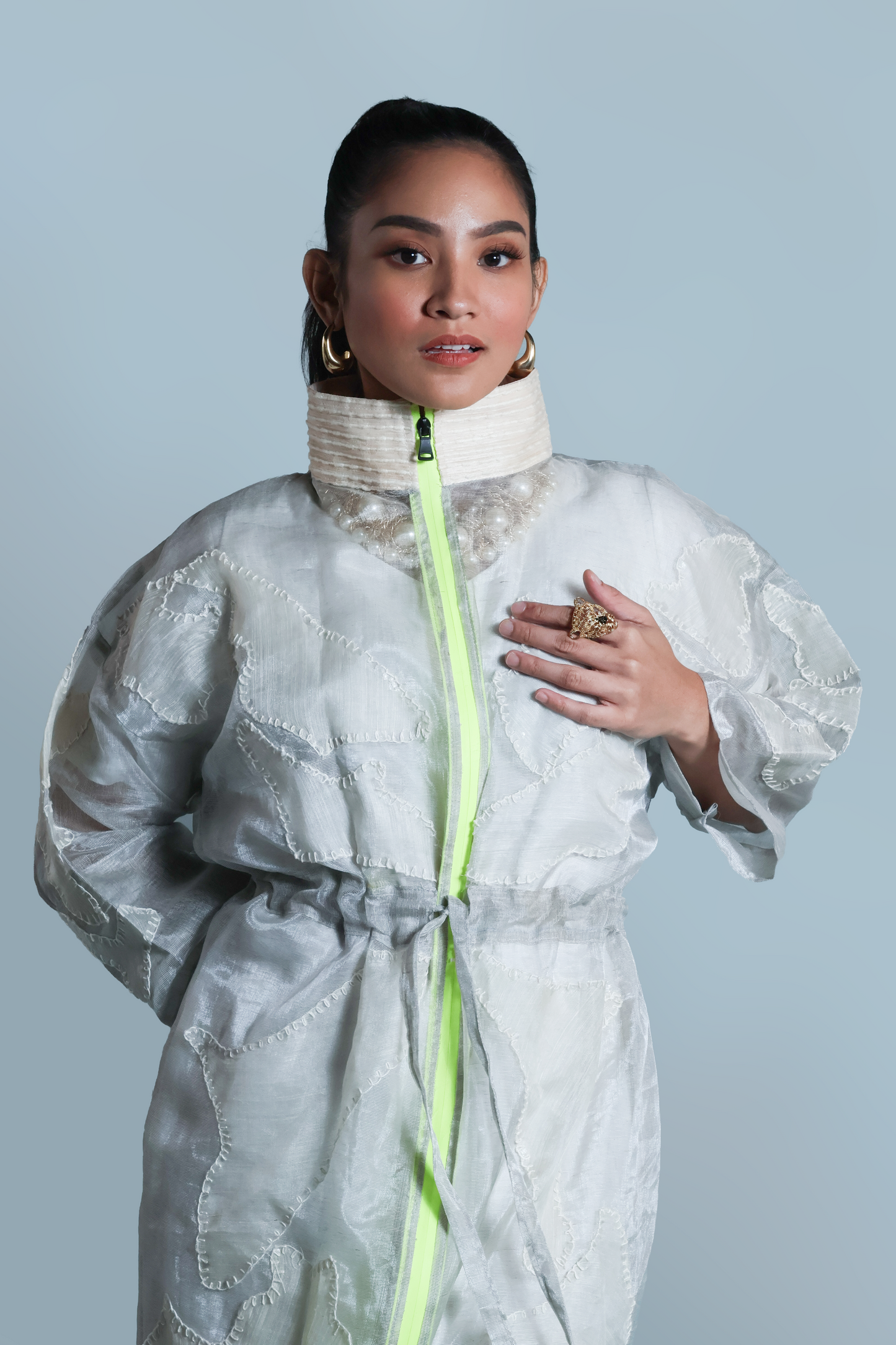 KITA KALULUWA SEE THROUGH JACKET WITH PIÑA PATCHES