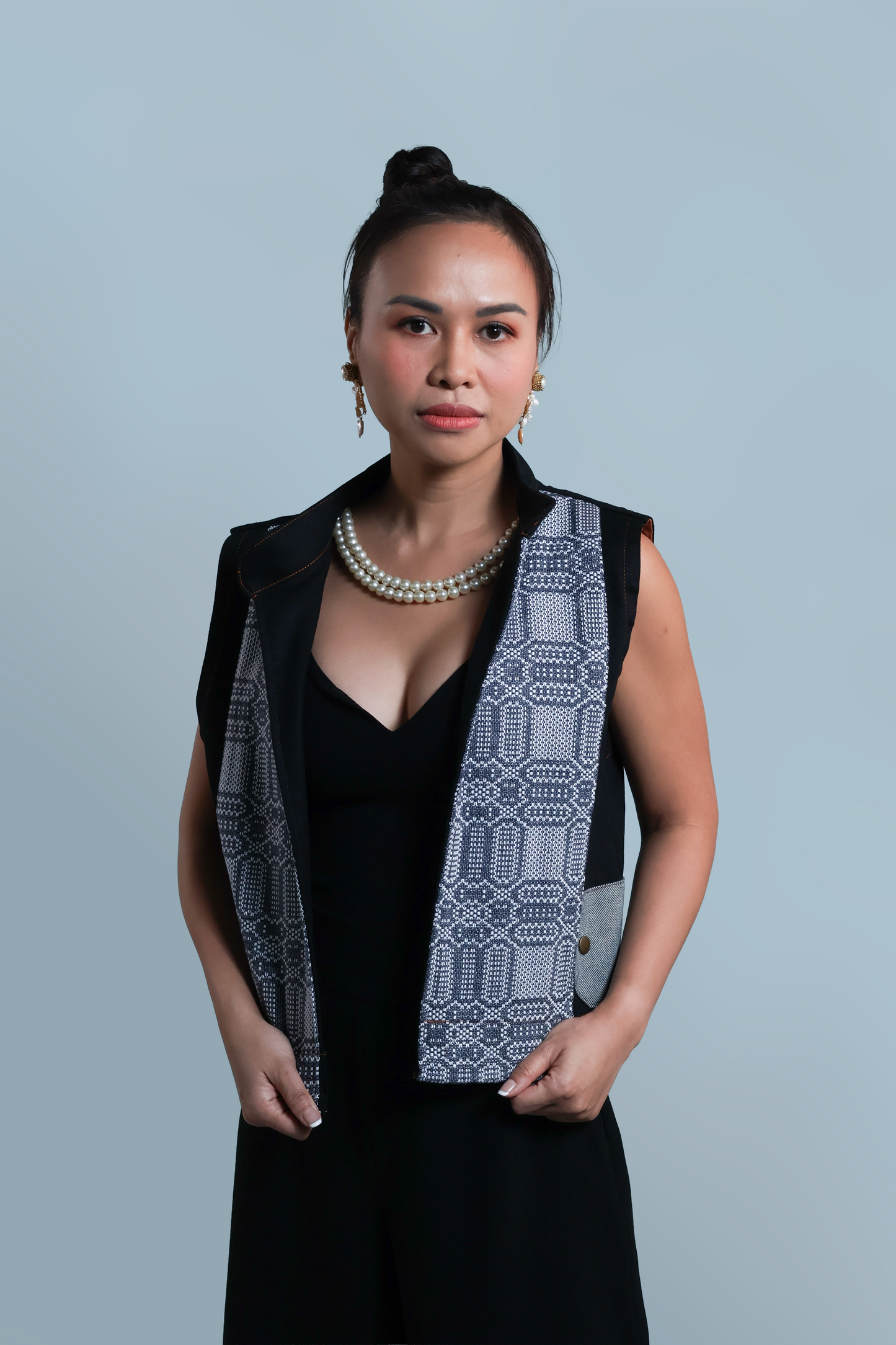 I DID MY VEST IN BLACK DENIM WITH KUNDIMAN WEAVE