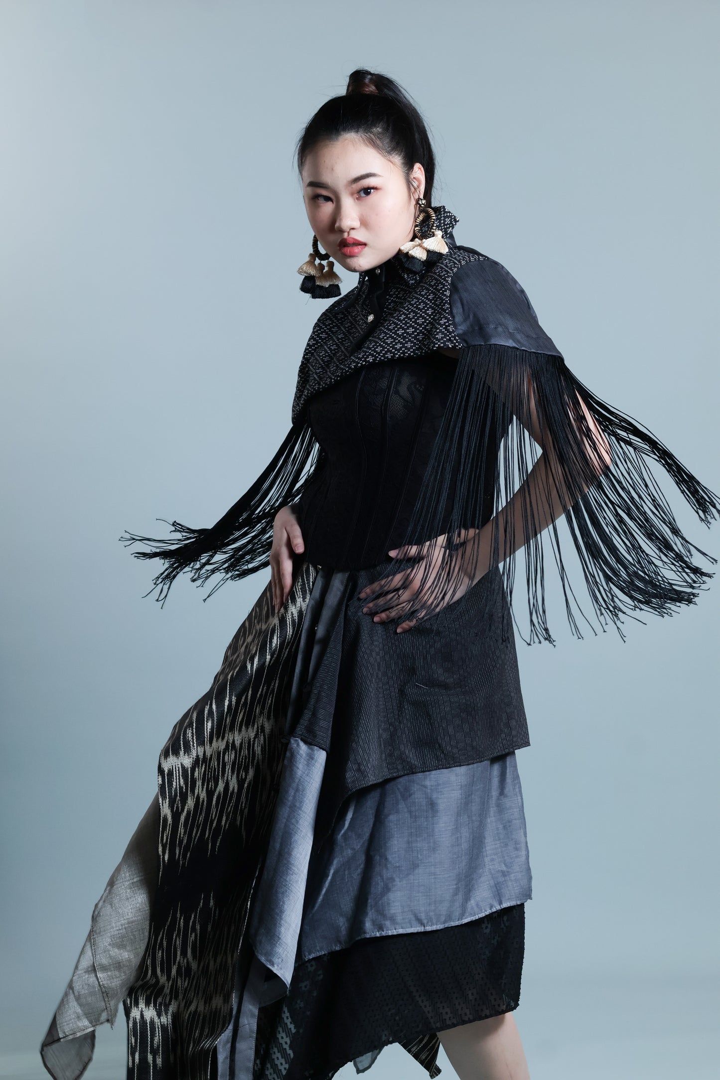KABOGERA WRAP SKIRT IN BLACK TNALAK OF SOUTH COTABATO