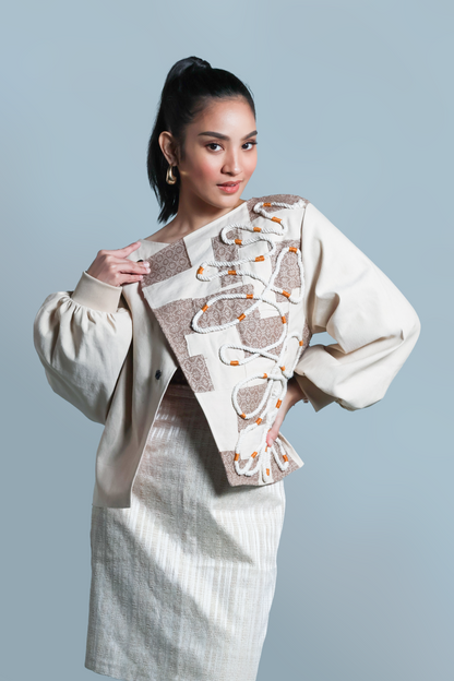 LOVE LETTER STATEMENT JACKET IN EARTH OF KABANKALAN NEGROS IN SOFT DENIM