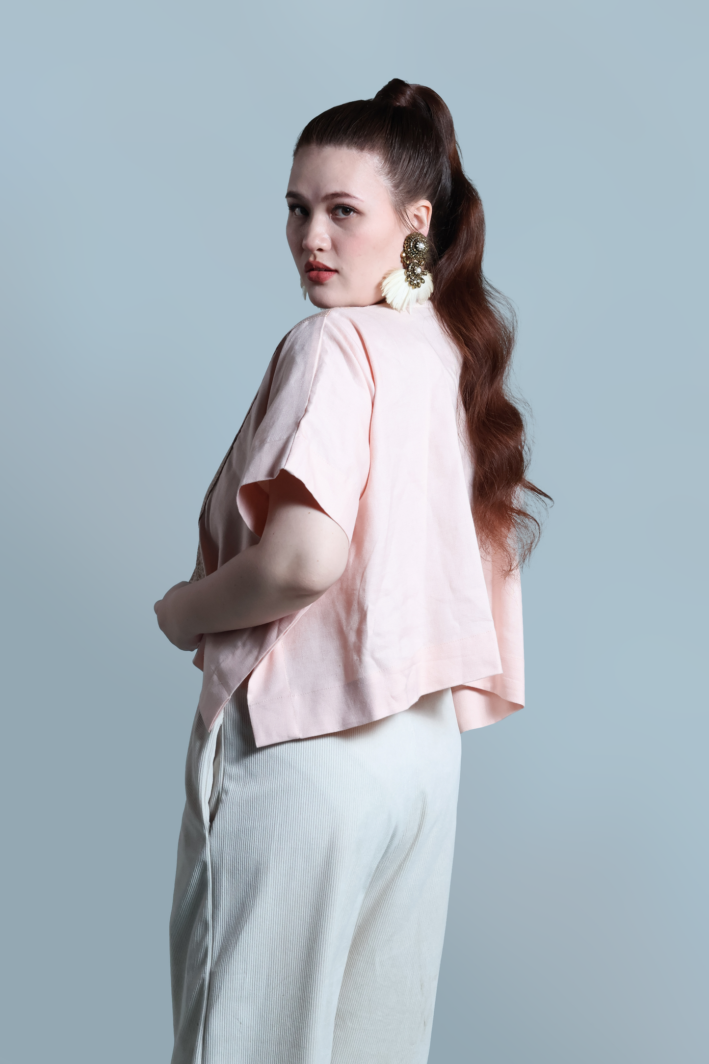 HERITAGE PONCHO IN BLUSH PINK