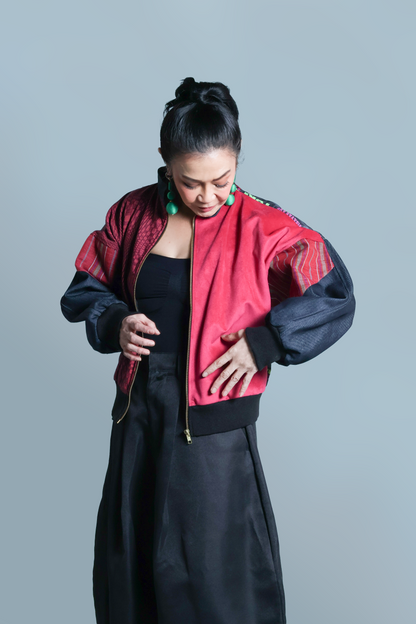 BAKASYONISTA JACKET IN BINAKOL AND KANTARINES WEAVE WITH LINING