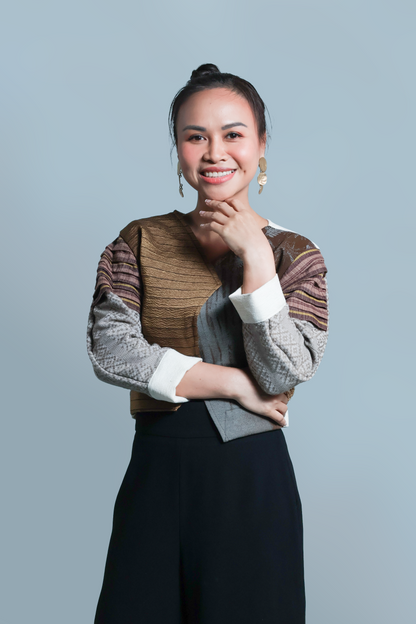 BIGHANI STATEMENT JACKET IN RARE DENIM+INABEL