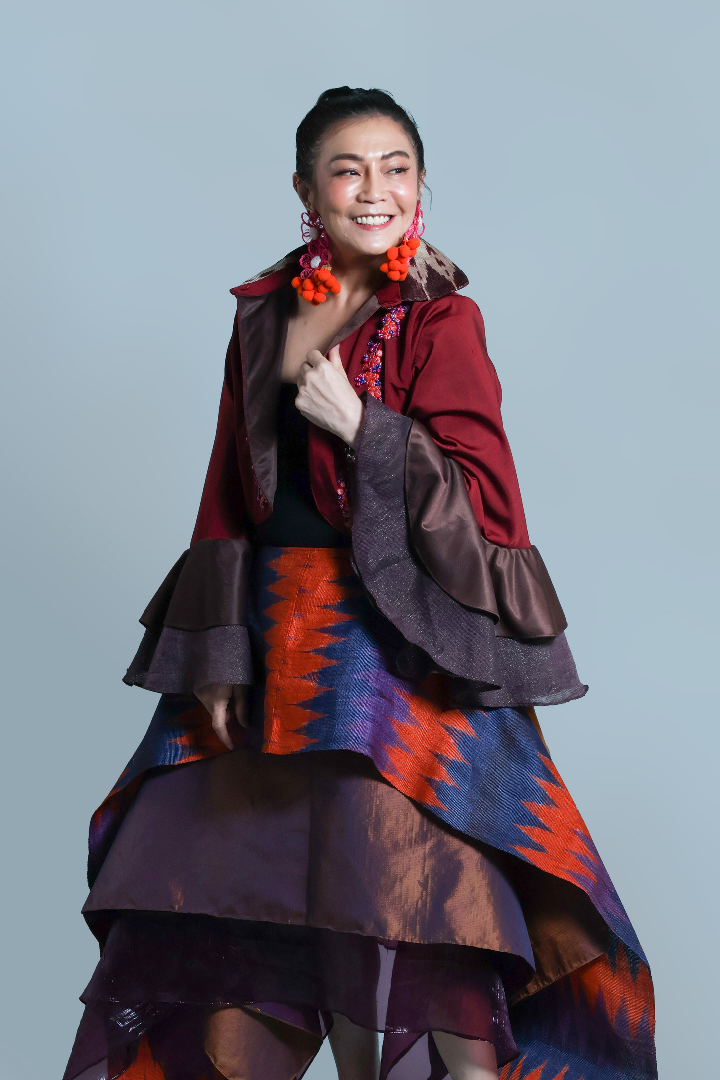 KABOGERA WRAP SKIRT IN  ORANGE, BLUE AND PURPLE TNALAK