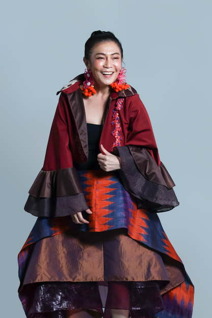 KABOGERA WRAP SKIRT IN  ORANGE, BLUE AND PURPLE TNALAK