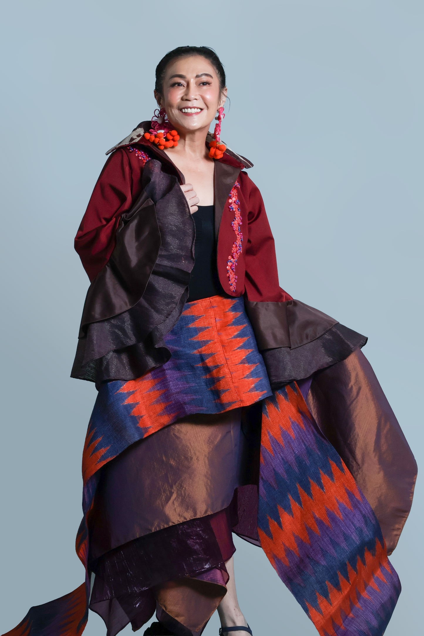 KABOGERA WRAP SKIRT IN  ORANGE, BLUE AND PURPLE TNALAK