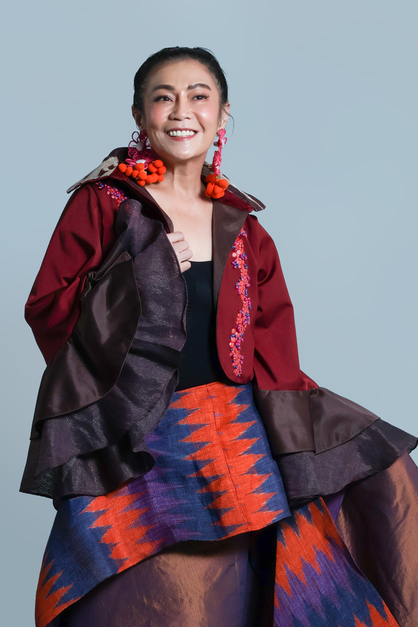 LEAD SINGER WITH WIDE SLEEVES IN MAROON TNALAK