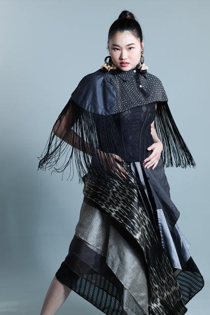 KABOGERA WRAP SKIRT IN BLACK TNALAK OF SOUTH COTABATO