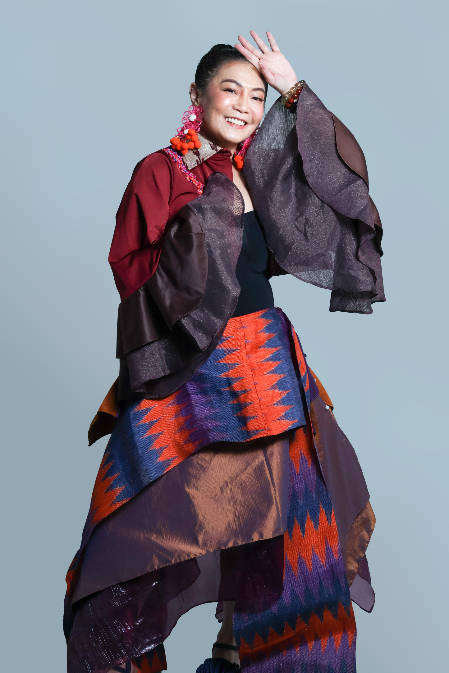 KABOGERA WRAP SKIRT IN  ORANGE, BLUE AND PURPLE TNALAK