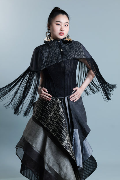 KABOGERA WRAP SKIRT IN BLACK TNALAK OF SOUTH COTABATO