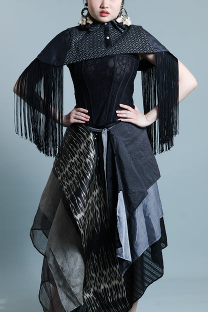 KABOGERA WRAP SKIRT IN BLACK TNALAK OF SOUTH COTABATO