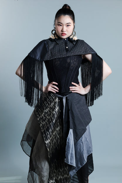 KABOGERA WRAP SKIRT IN BLACK TNALAK OF SOUTH COTABATO