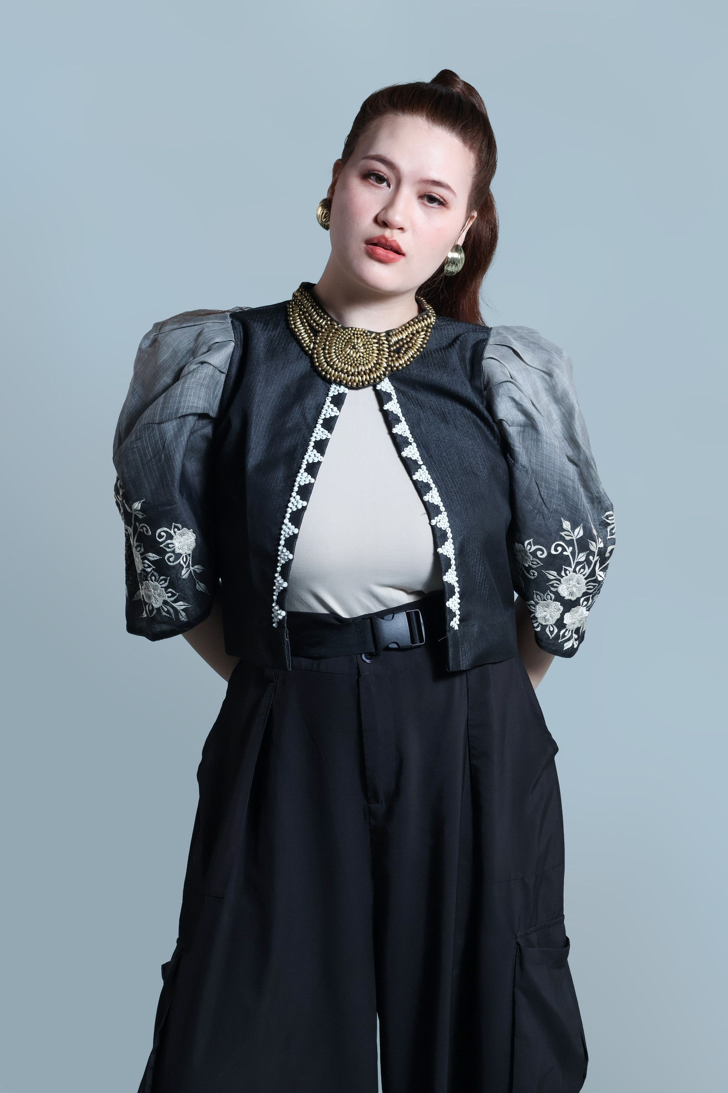 BLUSANG ITIM  BARONG WITH LUMBAN EMBROIDERY