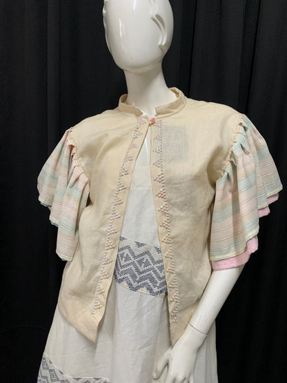Higugma Reversible Top in Pure Linen with Piña Stripes of Abra
