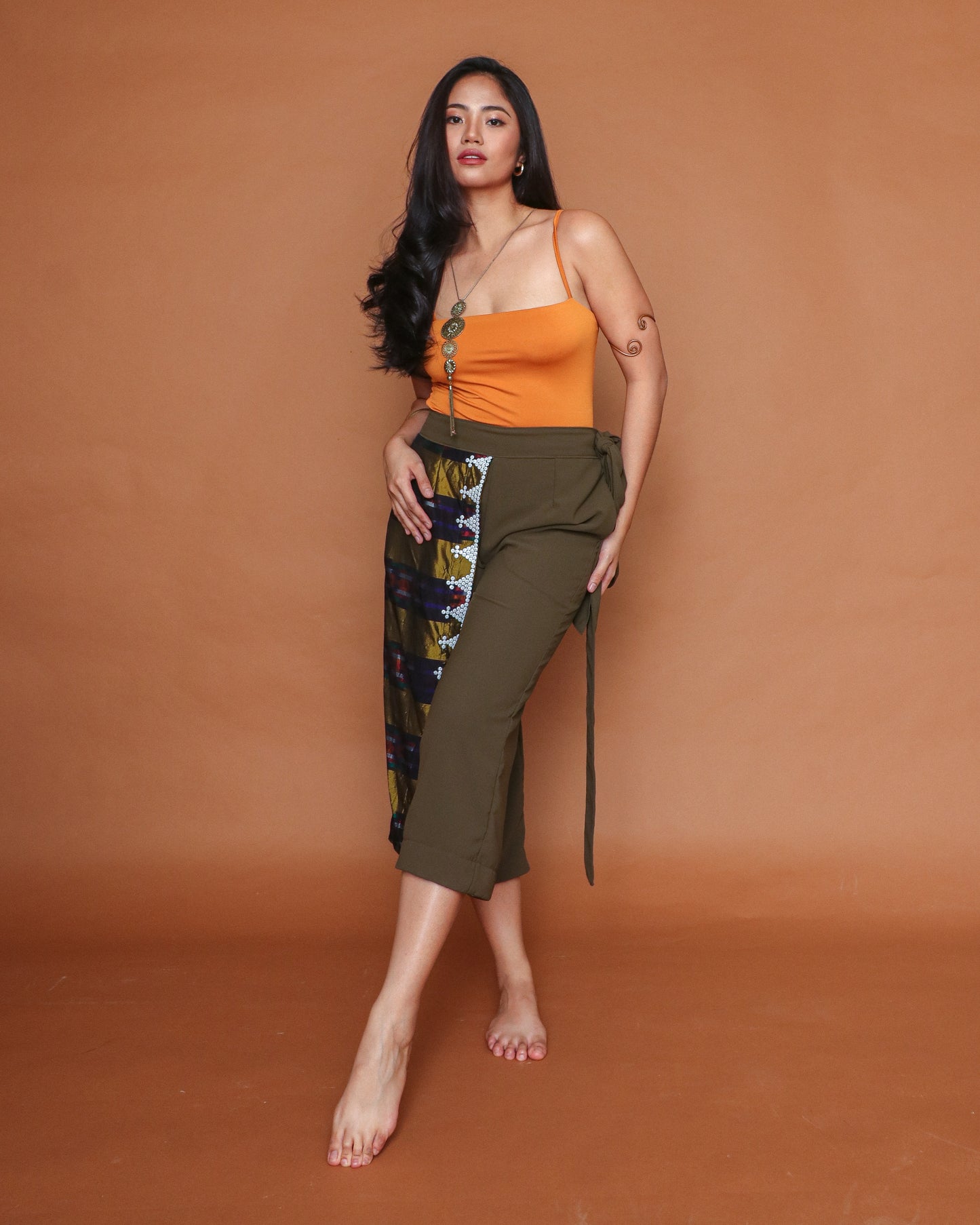 Rampa Wrap Pants with Inaul Weave in Olive
