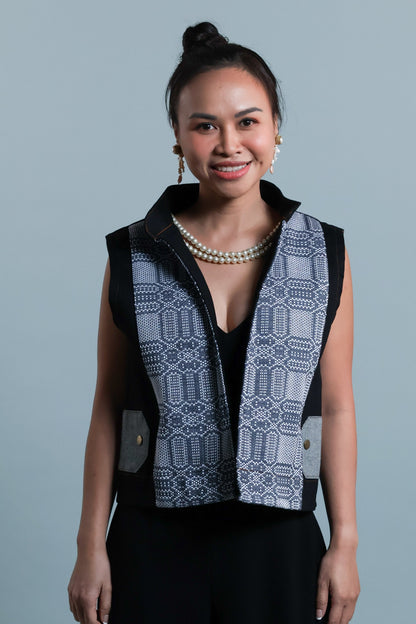 I DID MY VEST IN BLACK DENIM WITH KUNDIMAN WEAVE
