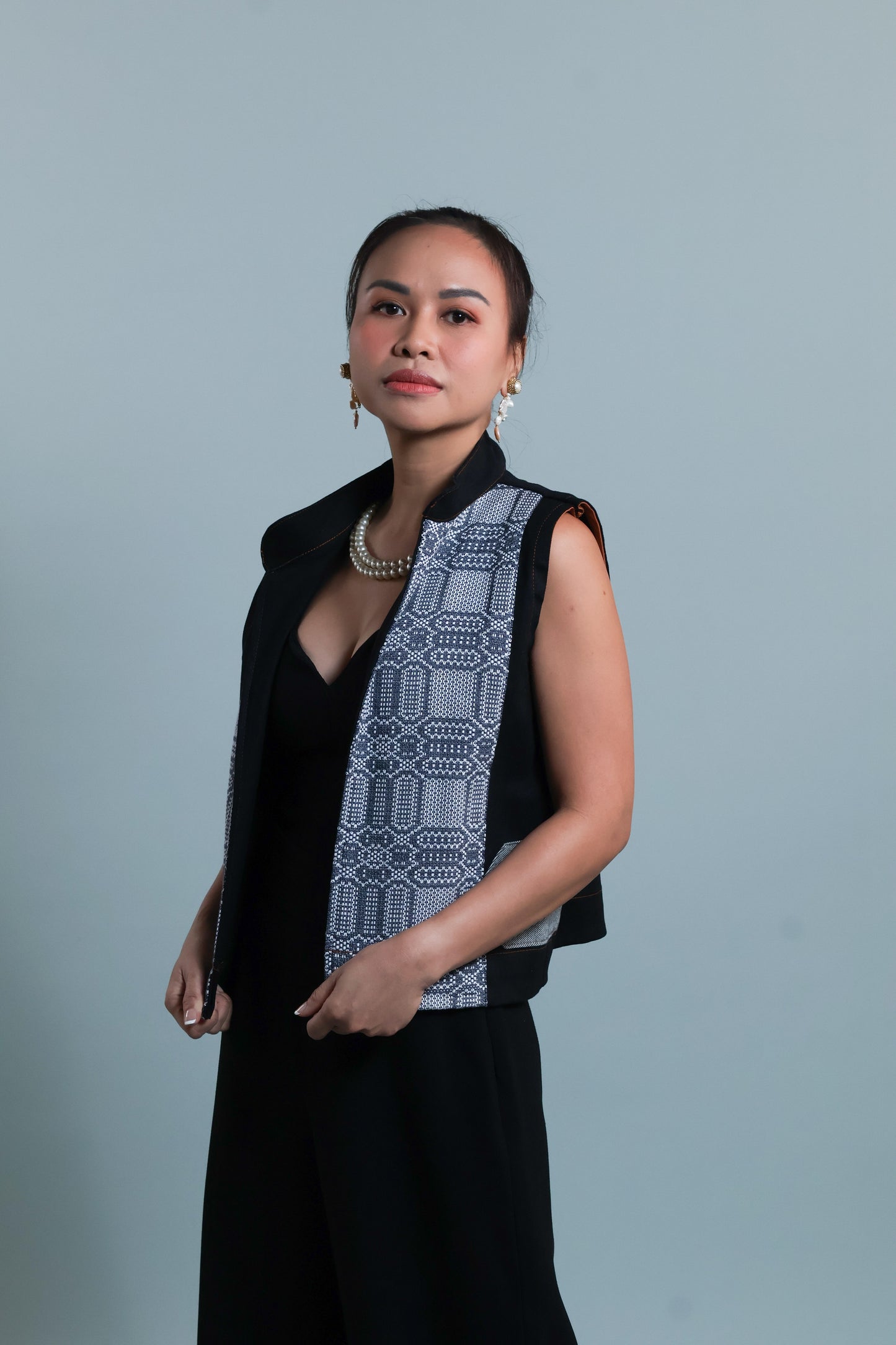 I DID MY VEST IN BLACK DENIM WITH KUNDIMAN WEAVE