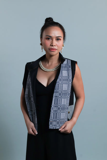 I DID MY VEST IN BLACK DENIM WITH KUNDIMAN WEAVE