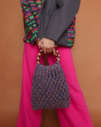 Lumbang Knitted Handbag in Multicolored Purple