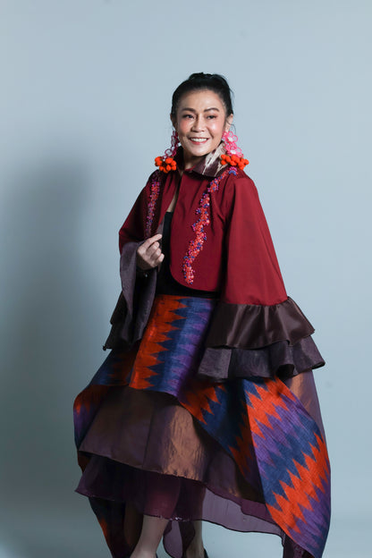 LEAD SINGER WITH WIDE SLEEVES IN MAROON TNALAK