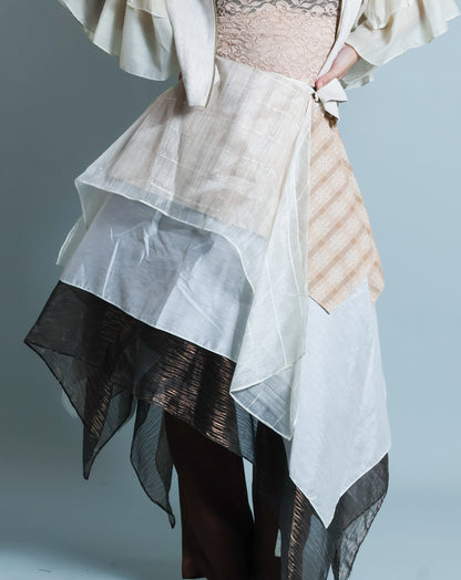 KABOGERA WRAP SKIRT IN CREAM WITH SUKSUK PIÑA BARONG AND  BINAKOL WEAVE