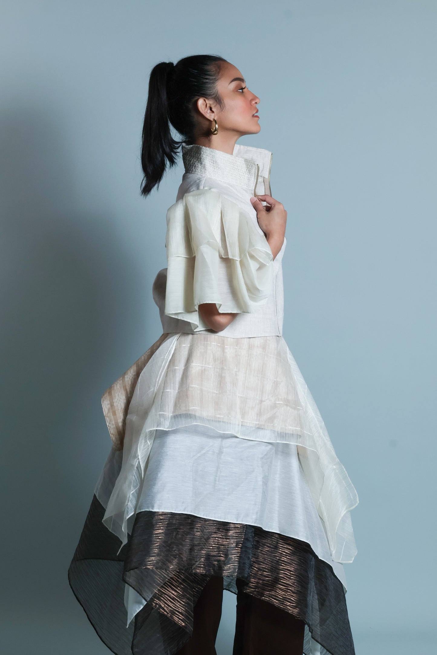 KABOGERA WRAP SKIRT IN CREAM WITH SUKSUK PIÑA BARONG AND  BINAKOL WEAVE