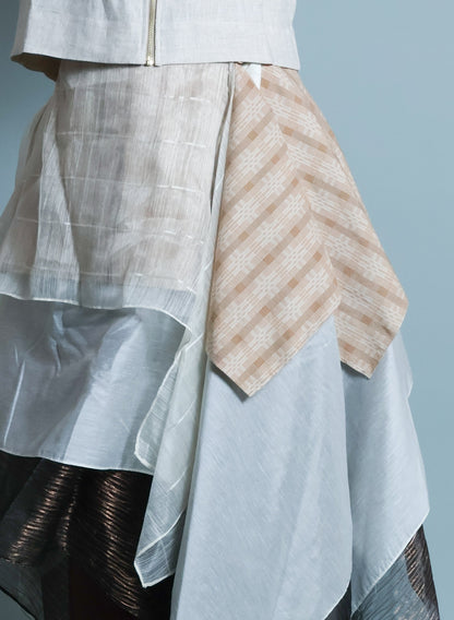 KABOGERA WRAP SKIRT IN CREAM WITH SUKSUK PIÑA BARONG AND  BINAKOL WEAVE