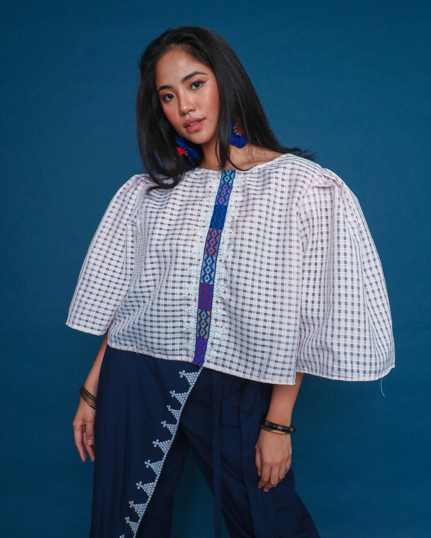 Blusang Puti with Puffed Sleeves & Langkit Strap of Marawi