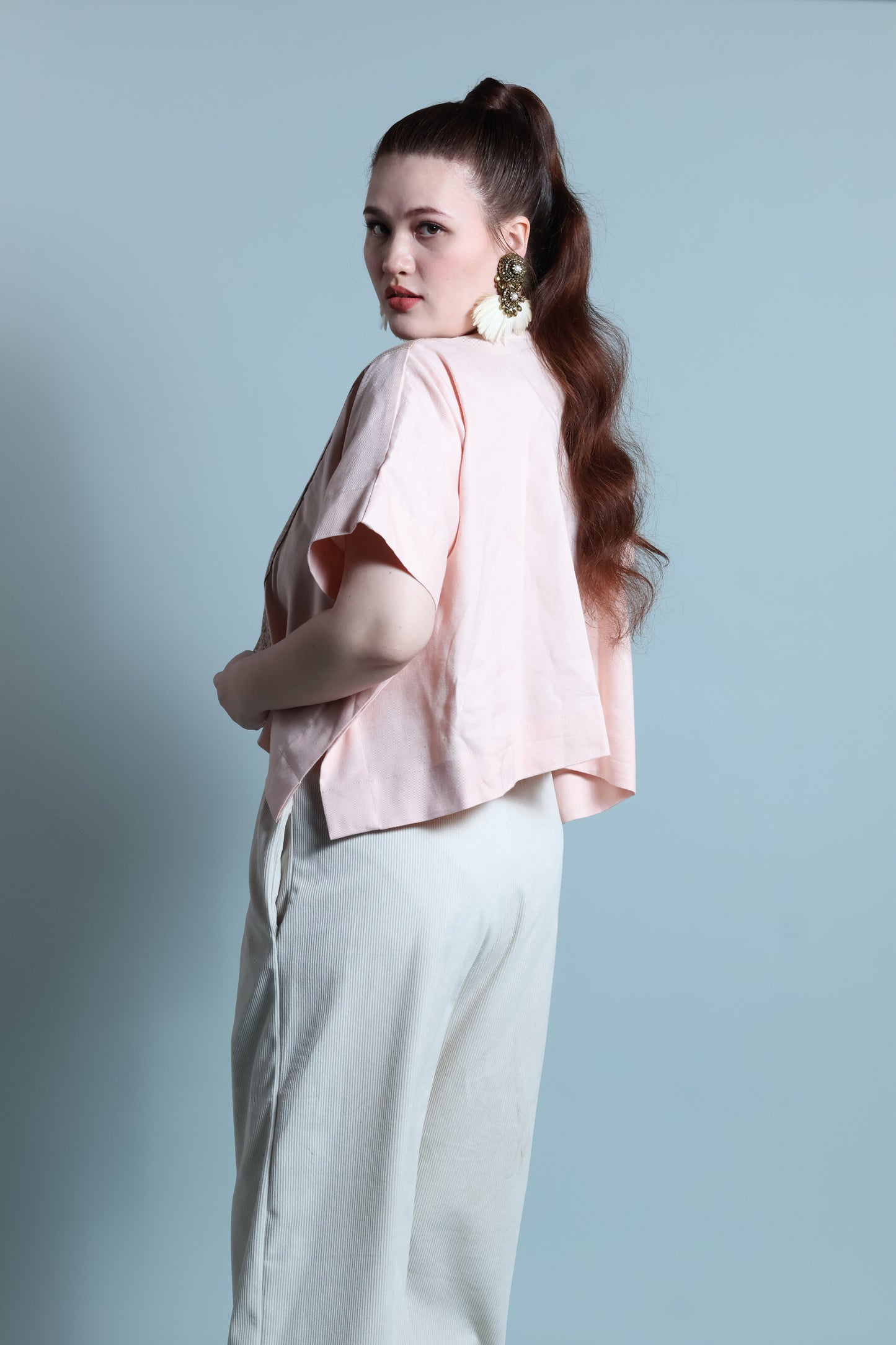 HERITAGE PONCHO IN BLUSH PINK