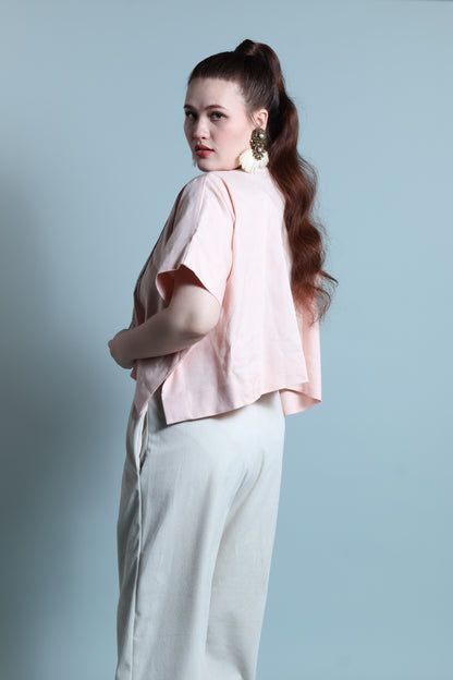 HERITAGE PONCHO IN BLUSH PINK