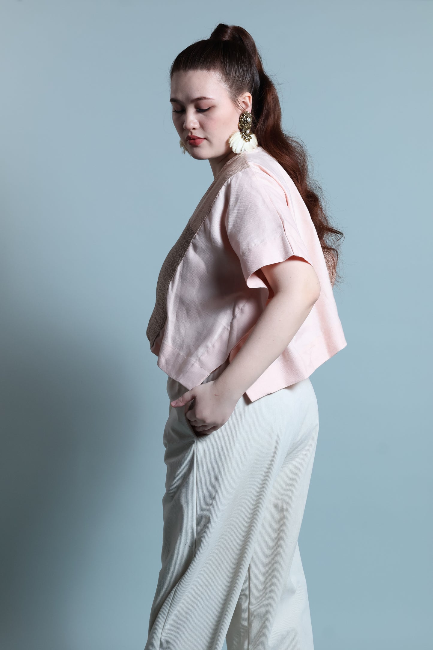 HERITAGE PONCHO IN BLUSH PINK