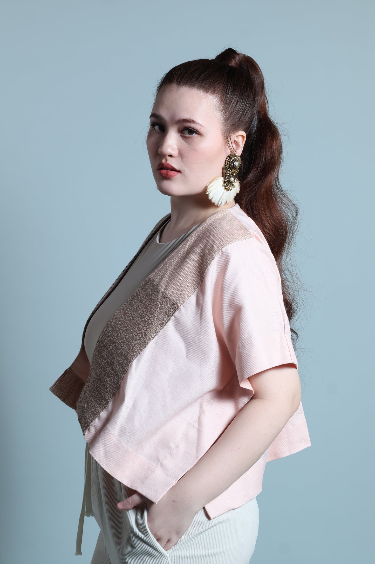 HERITAGE PONCHO IN BLUSH PINK