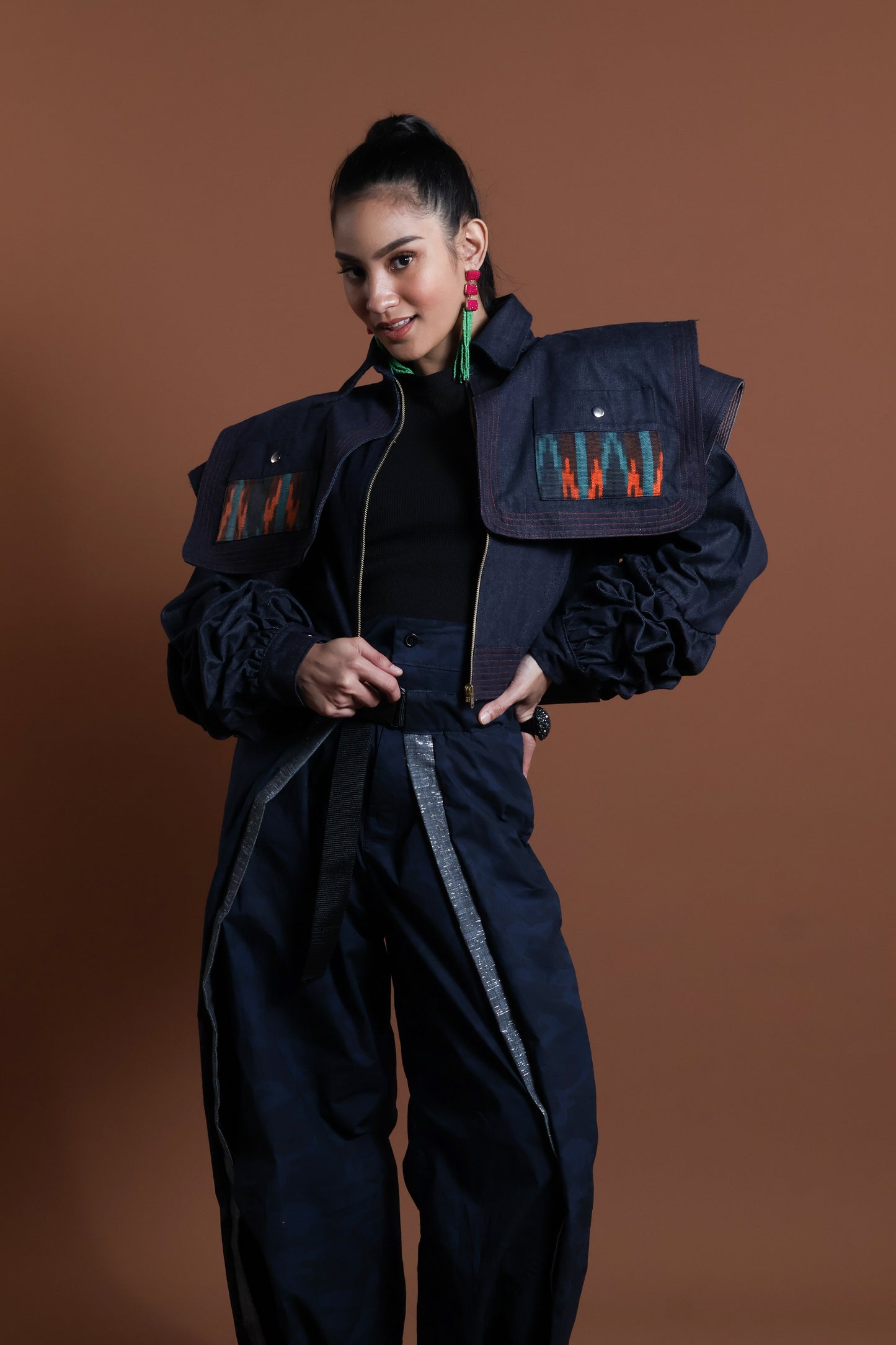 PALABAN LONG SLEEVES JACKET COVER UP WITH IKAT OF THE NORTH-orange pocket