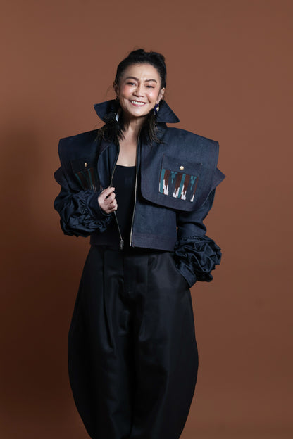 PALABAN LONG SLEEVES JACKET COVER UP WITH IKAT OF THE NORTH- blue pocket