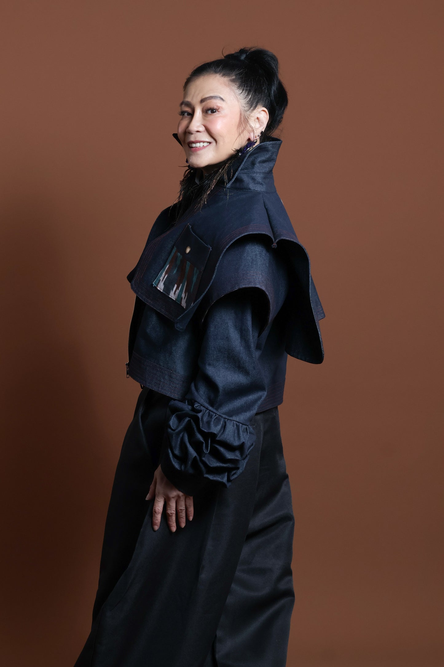 PALABAN LONG SLEEVES JACKET COVER UP WITH IKAT OF THE NORTH- blue pocket
