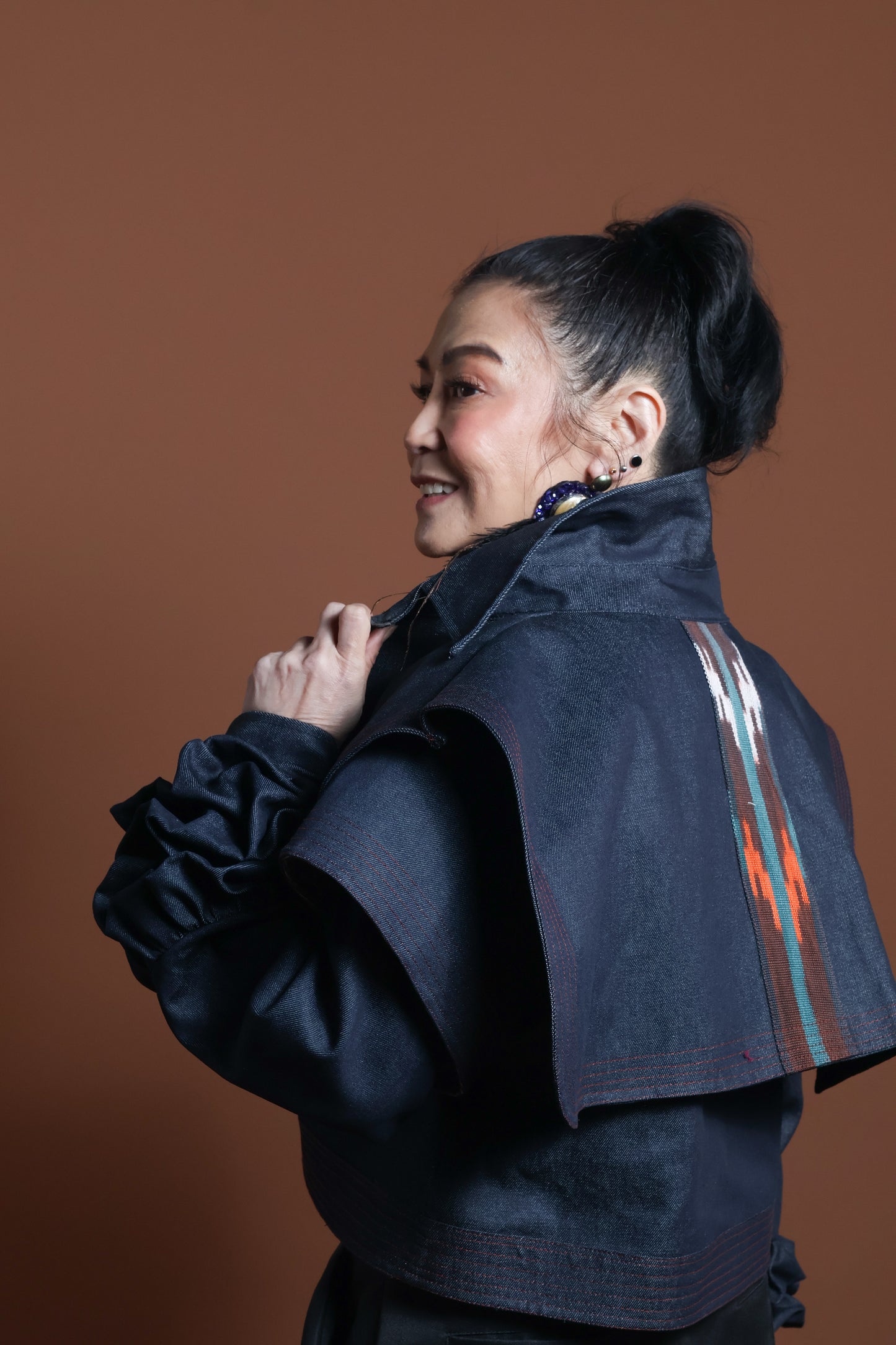 PALABAN LONG SLEEVES JACKET COVER UP WITH IKAT OF THE NORTH- blue pocket