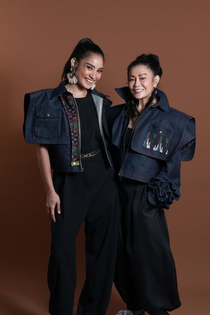 PALABAN LONG SLEEVES JACKET COVER UP WITH IKAT OF THE NORTH- blue pocket