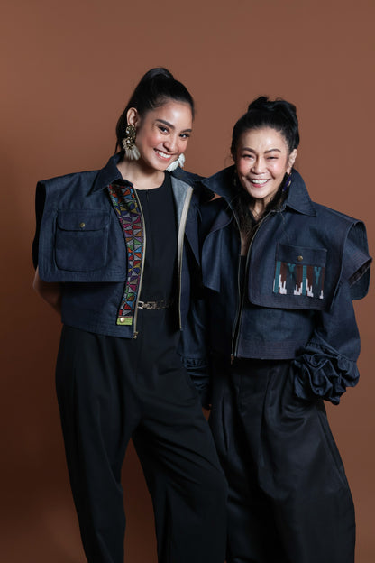 PALABAN LONG SLEEVES JACKET COVER UP WITH IKAT OF THE NORTH- blue pocket