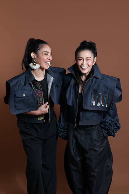 PALABAN LONG SLEEVES JACKET COVER UP WITH IKAT OF THE NORTH- blue pocket