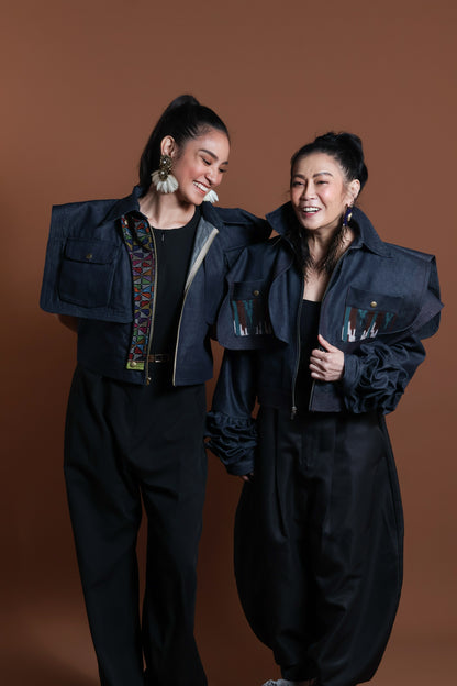 PALABAN LONG SLEEVES JACKET COVER UP WITH IKAT OF THE NORTH- blue pocket