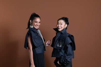 PALABAN LONG SLEEVES JACKET COVER UP WITH IKAT OF THE NORTH- blue pocket