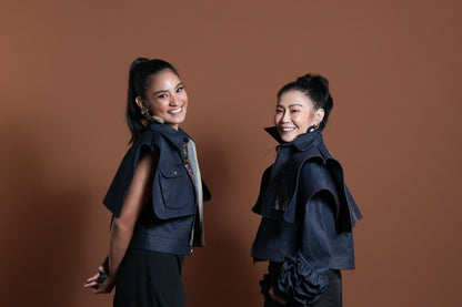 PALABAN LONG SLEEVES JACKET COVER UP WITH IKAT OF THE NORTH- blue pocket