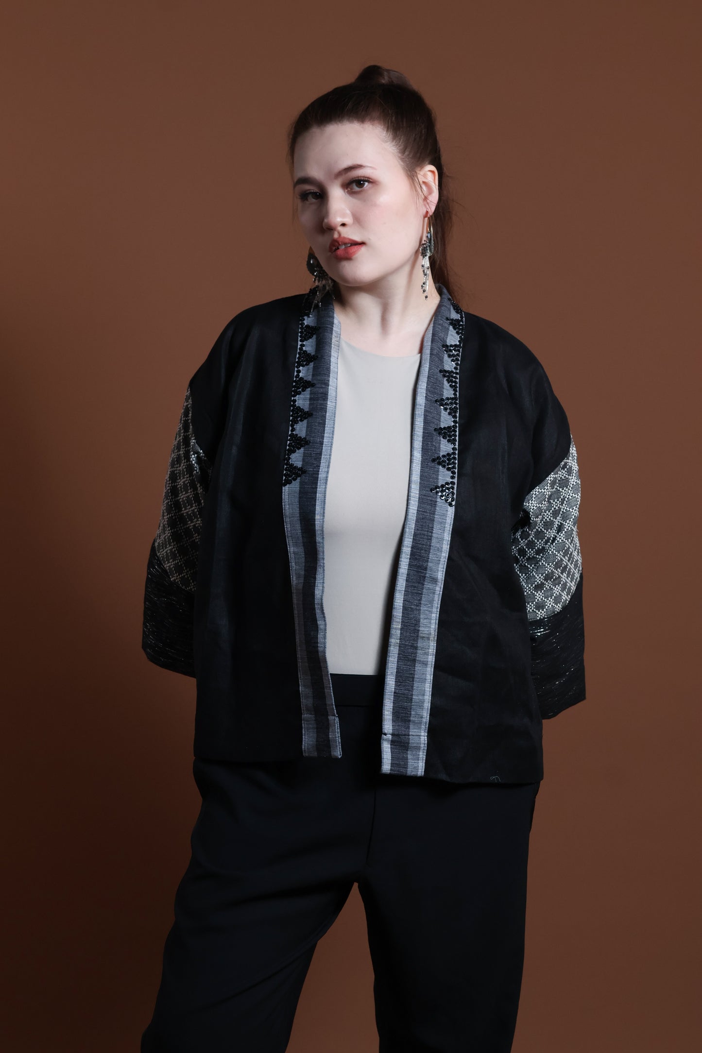 GABING MAPAYAPA BLACK LINEN WITH KUNDIMAN WEAVE