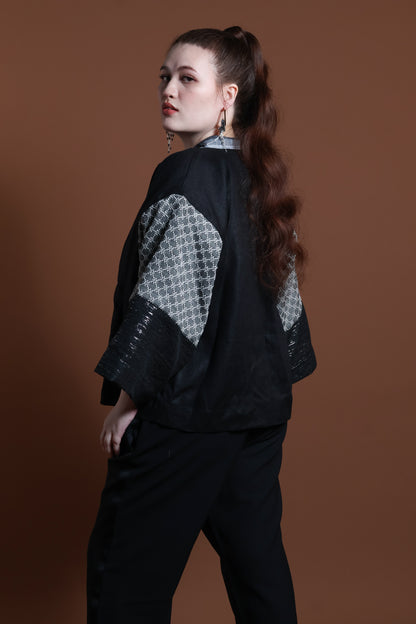 GABING MAPAYAPA BLACK LINEN WITH KUNDIMAN WEAVE