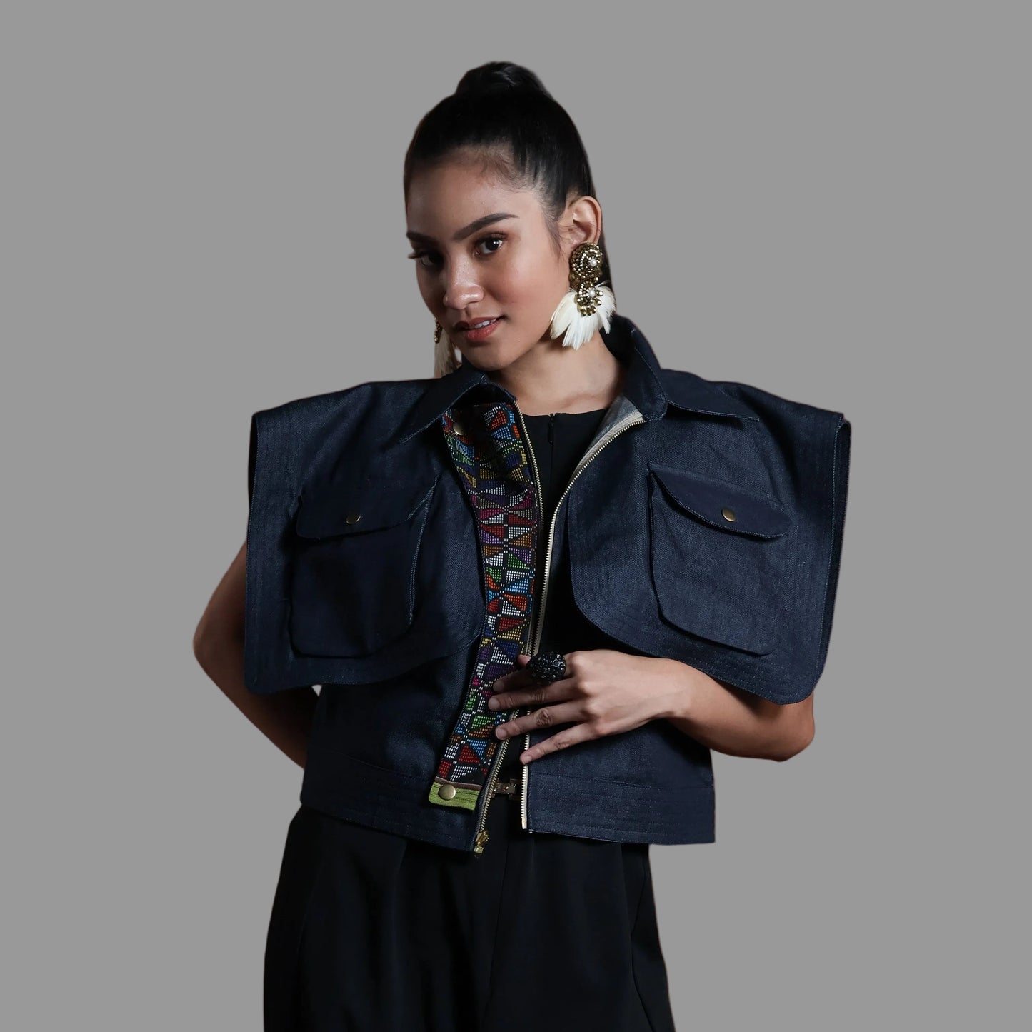 LAGING HANDA SQUARE JACKET DENIM IN KALINGA CORDILLERA EMBROIDERY