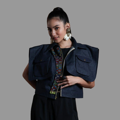 LAGING HANDA SQUARE JACKET DENIM IN KALINGA CORDILLERA EMBROIDERY
