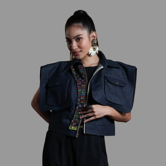LAGING HANDA SQUARE JACKET DENIM IN KALINGA CORDILLERA EMBROIDERY