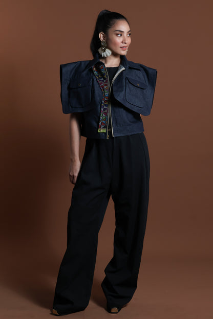 LAGING HANDA SQUARE JACKET DENIM IN KALINGA CORDILLERA EMBROIDERY