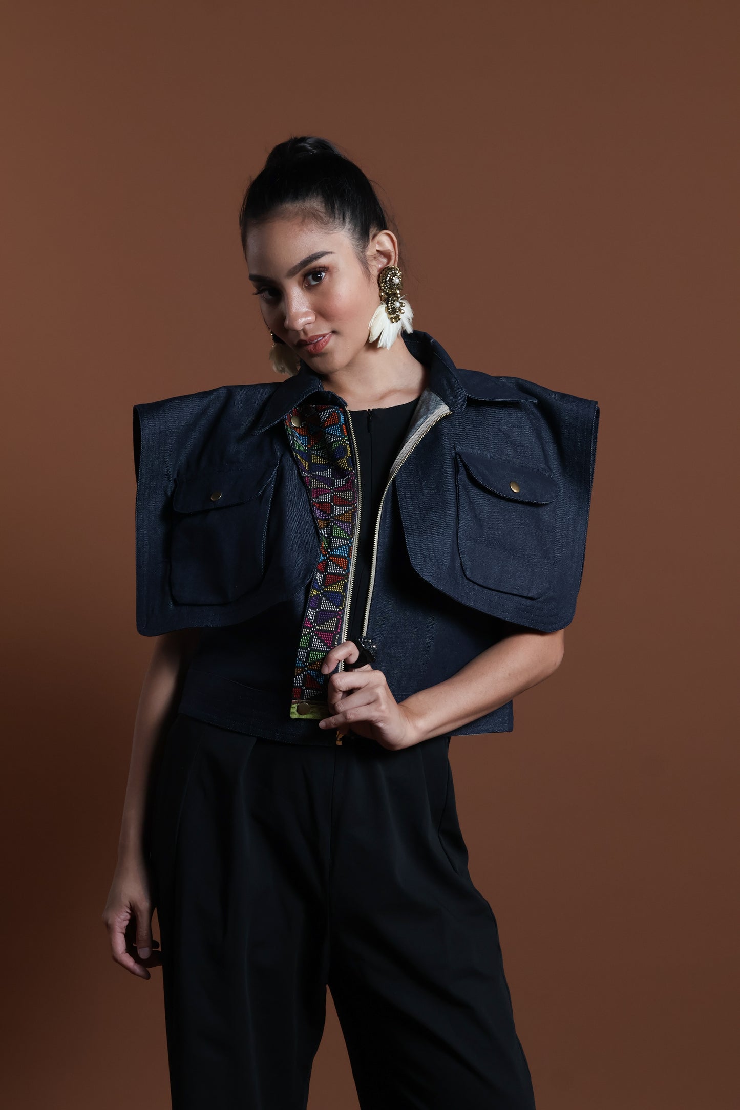 LAGING HANDA SQUARE JACKET DENIM IN KALINGA CORDILLERA EMBROIDERY